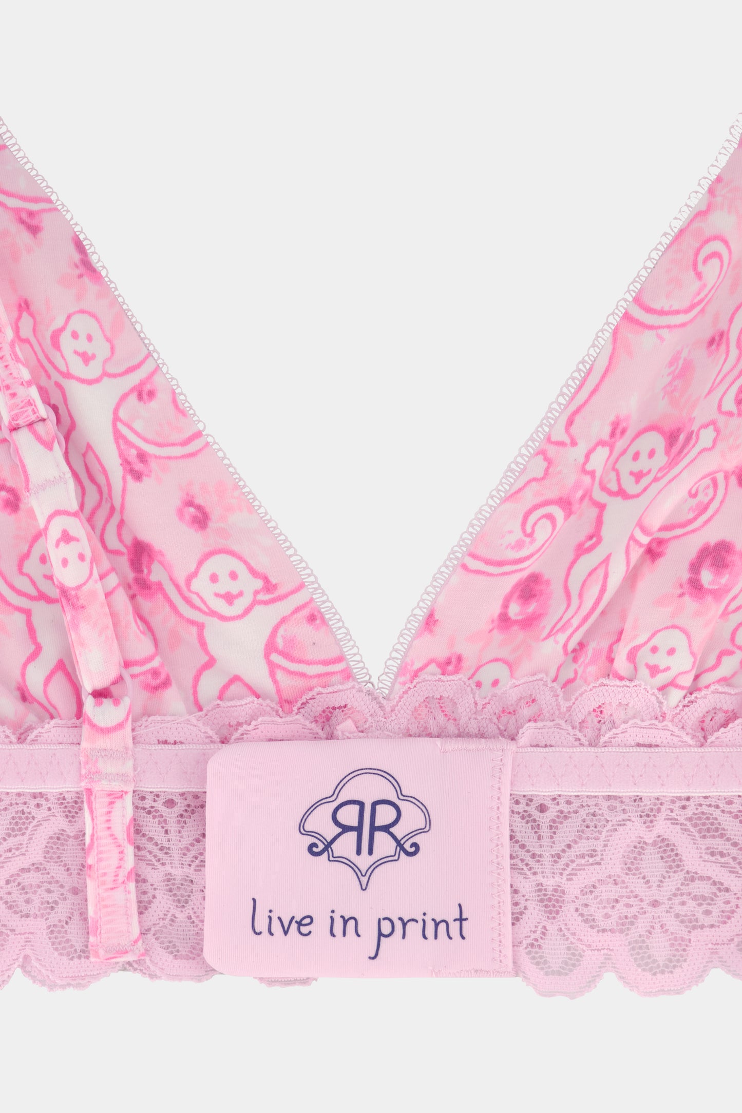 Roller Rabbit Pink Monkey Rosette Mercer Bralette view 10