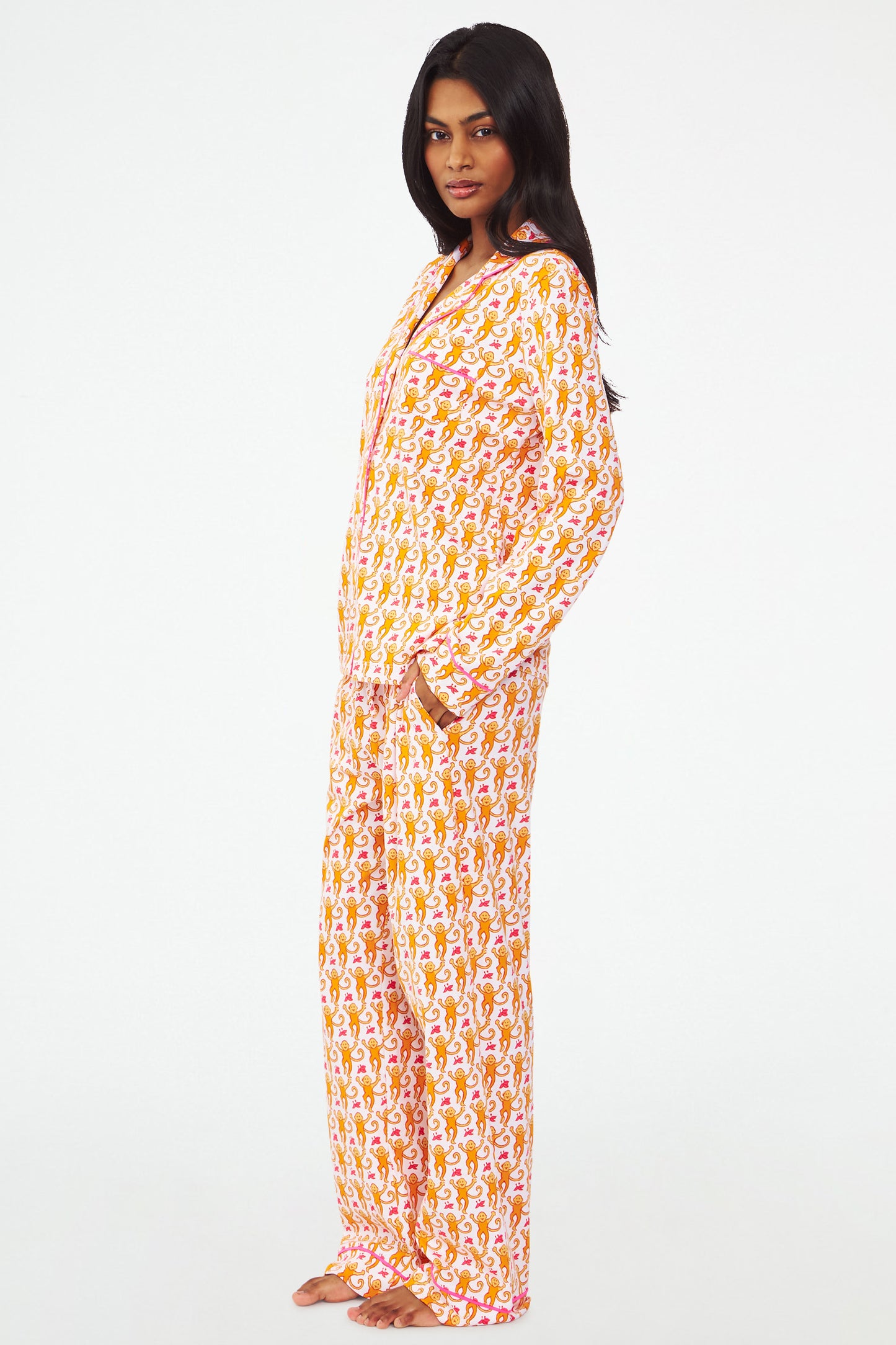 Monkey Long Sleeve Polo Pajamas view 4