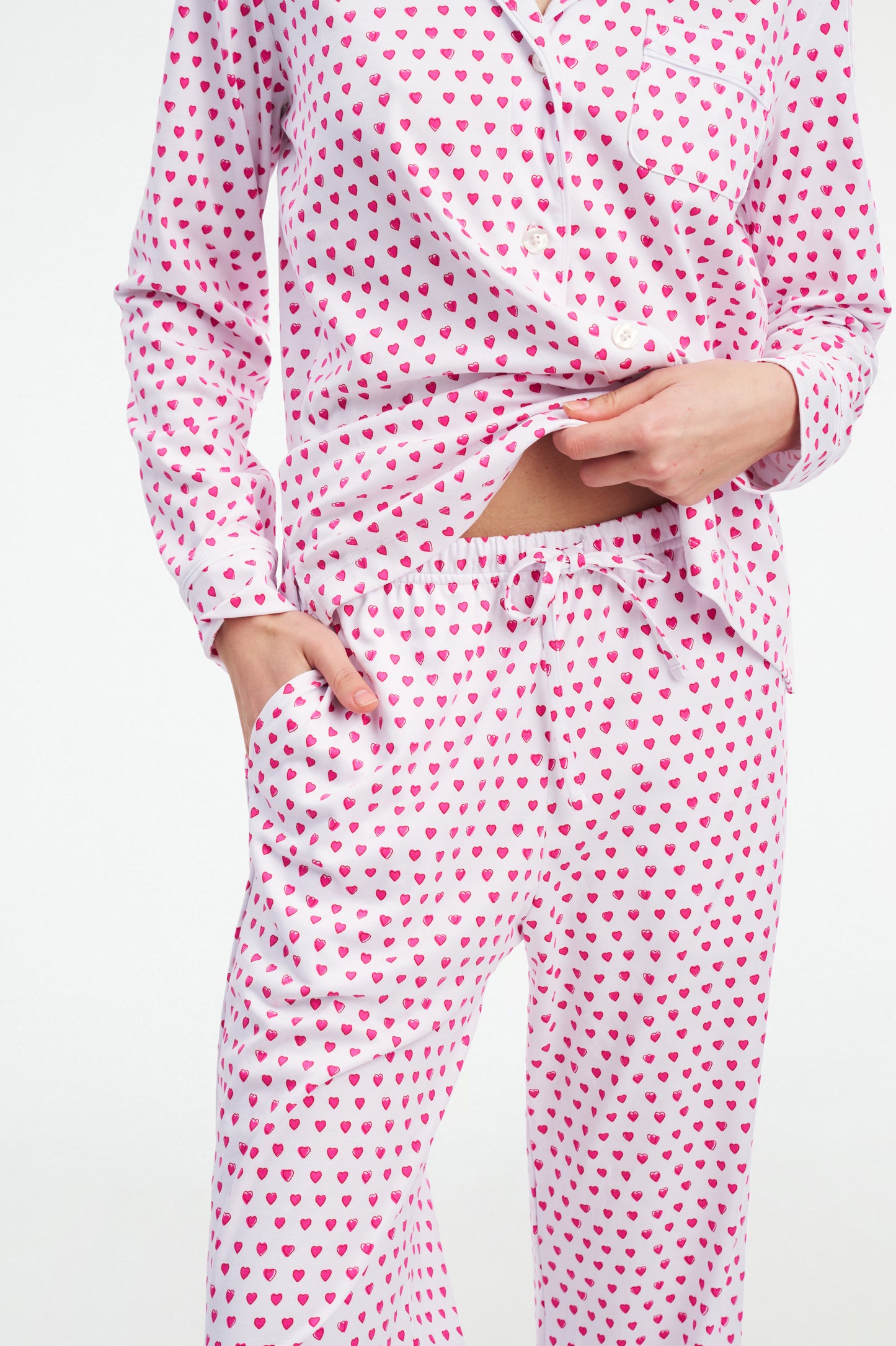 Hearts Long Sleeve Polo Pajamas view 2
