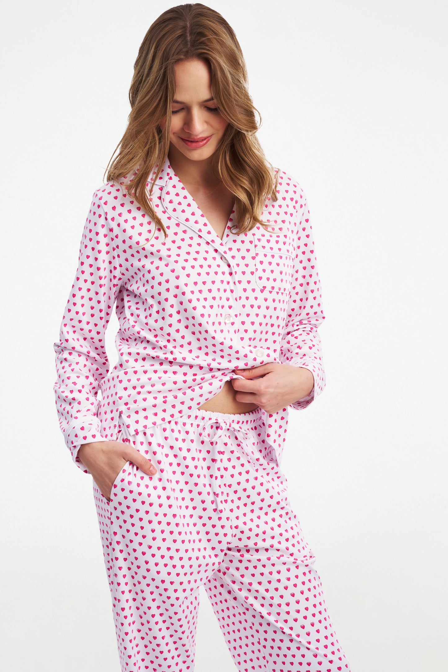 Hearts Long Sleeve Polo Pajamas view 4