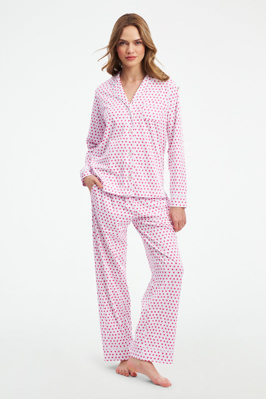 Hearts Long Sleeve Polo Pajamas view 1