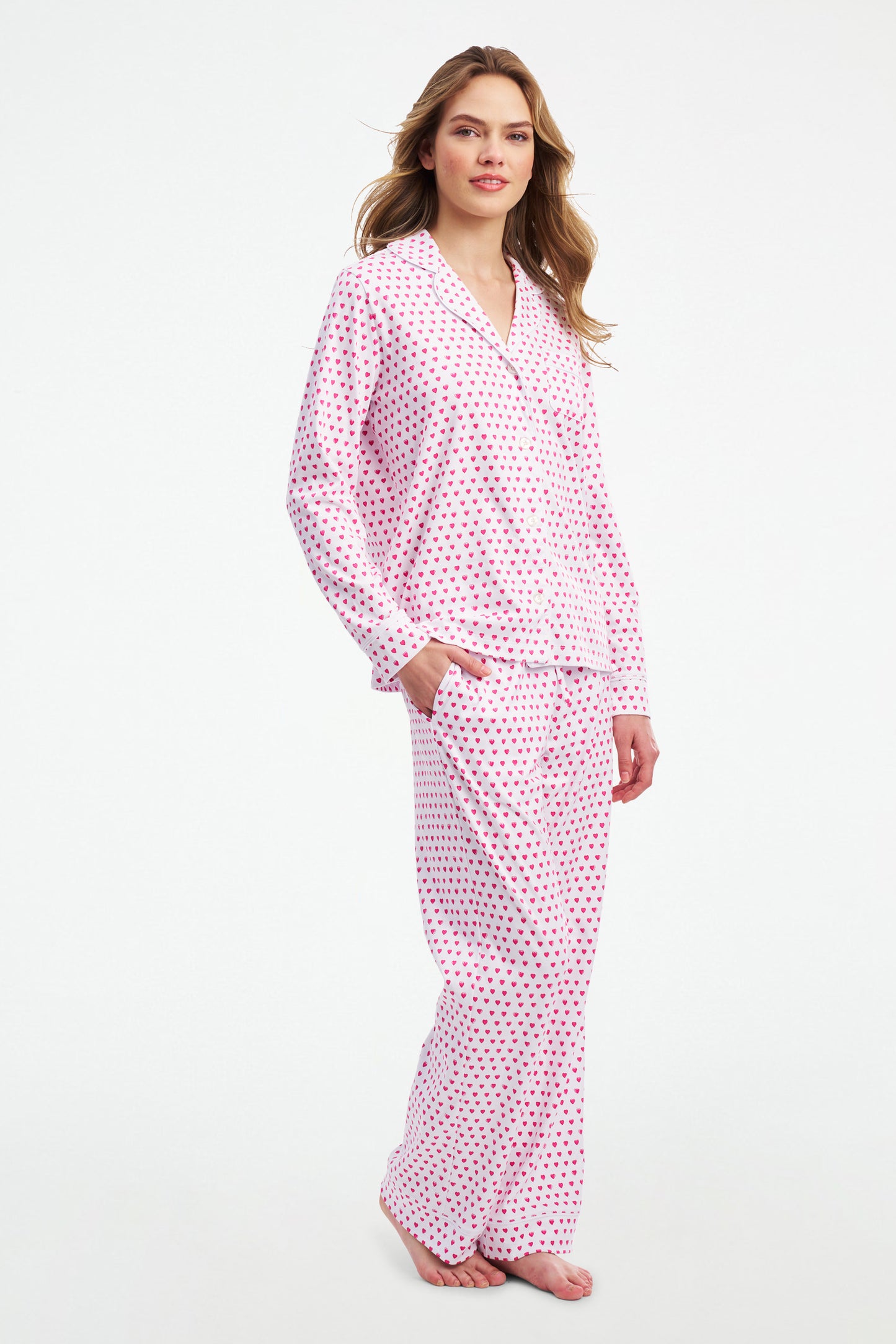 Hearts Long Sleeve Polo Pajamas view 5