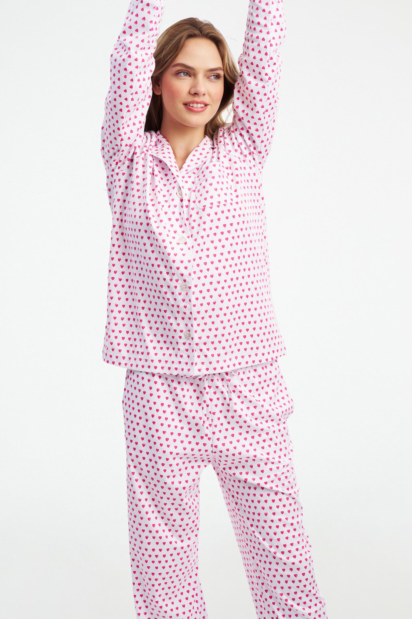 Hearts Long Sleeve Polo Pajamas view 8
