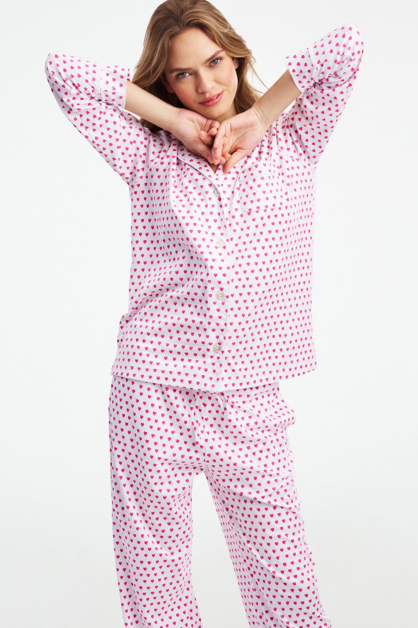 Hearts Long Sleeve Polo Pajamas view 3