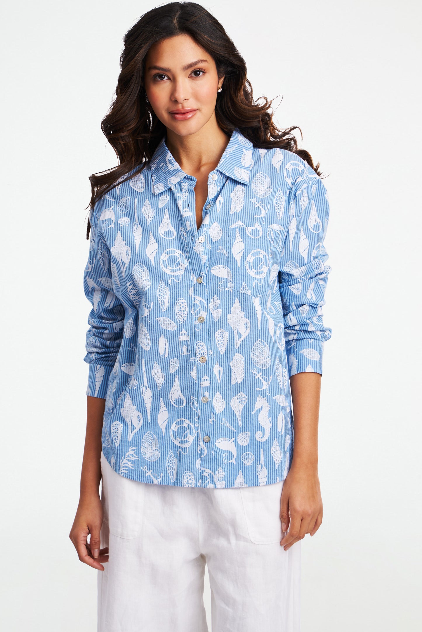 Seaside Stripe Boyfriend Shirt view 3