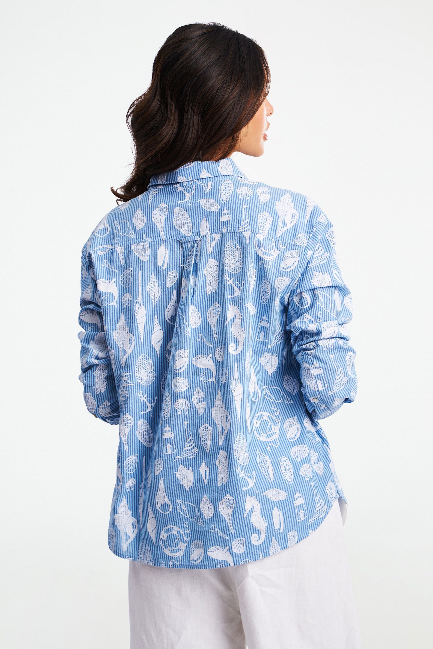 Seaside Stripe Boyfriend Shirt view 5