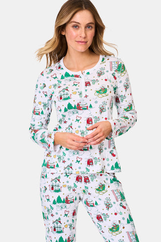 ROLLER RABBIT GREEN SNOW VILLAGE PAJAMAS