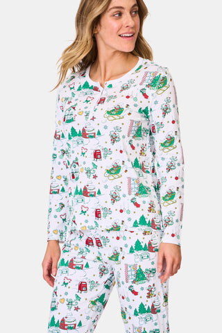 ROLLER RABBIT GREEN SNOW VILLAGE PAJAMAS