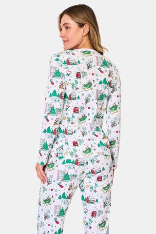 ROLLER RABBIT GREEN SNOW VILLAGE PAJAMAS