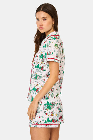 ROLLER RABBIT GREEN SNOW VILLAGE POLO PAJAMAS