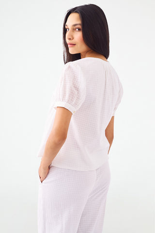 Roller Rabbit Gingham Check Dorian Top White