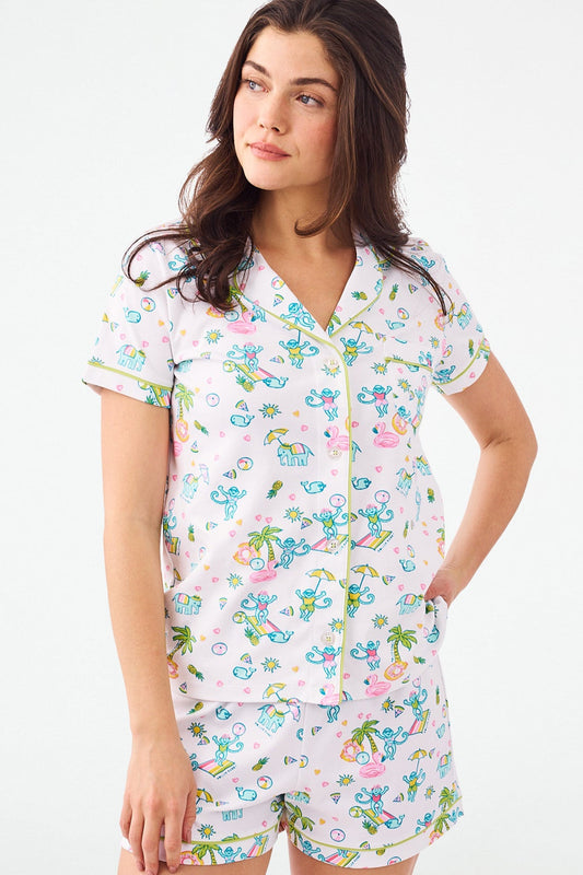 Roller Rabbit Pool Party Polo Pajamas White view 1