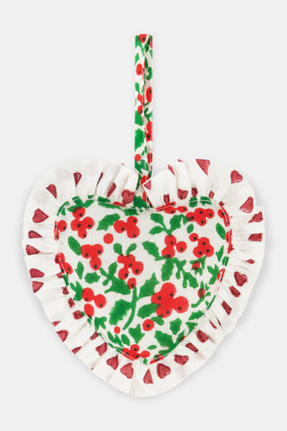 Holly Berry Ruffle Heart Ornament