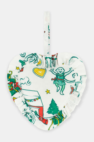 Snow Village Ruffle Heart Ornament