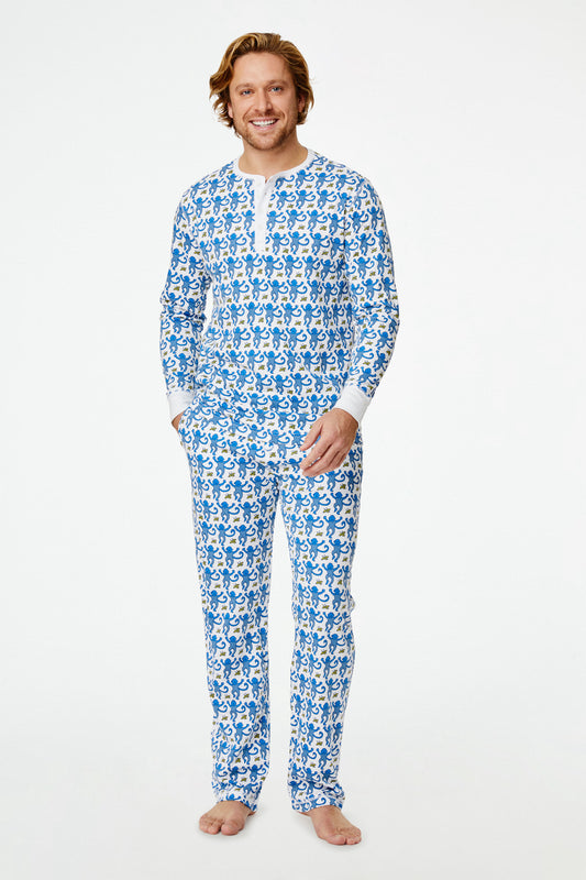 Roller Rabbit Blue Mens Monkey Spencer Pajamas view 1