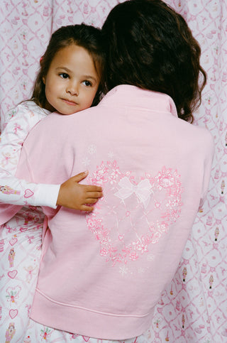 Roller Rabbit Pink Sugarplum Lattice Half Zip Sweatshirt