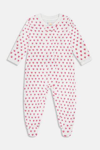Infant Hearts Zipper Footie