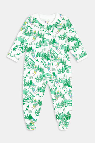 Roller Rabbit Green INFANT SKI TOILE ZIPPER FOOTIE