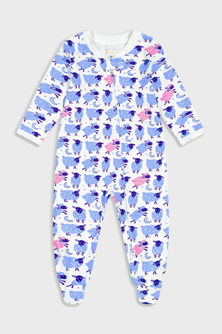 Roller Rabbit Blue Infant Sammy The Sheep Zipper Footie