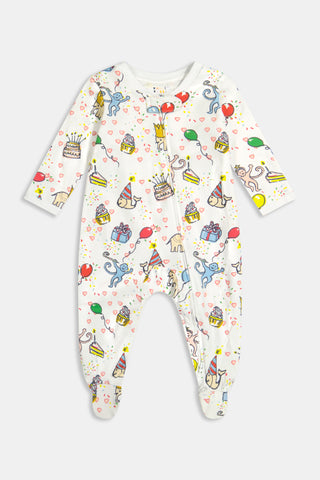 Roller Rabbit White Infant Birthday Bonanza Zipper Footie