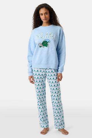 Roller Rabbit Blue Tulane Greenwave Andie Crewneck