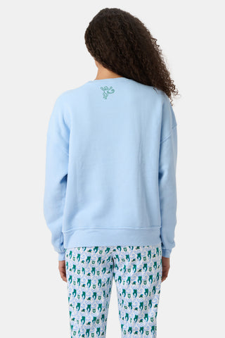 Roller Rabbit Blue Tulane Greenwave Andie Crewneck