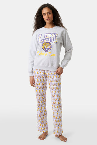 Roller Rabbit Heather Grey LSU Tigers Crewneck