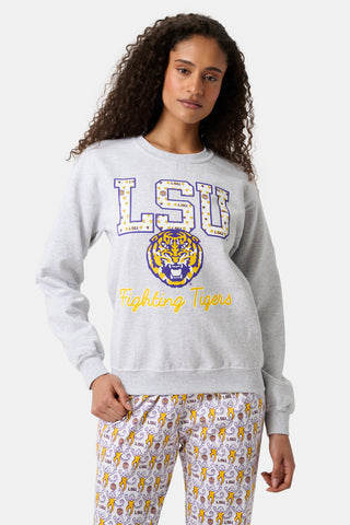 Roller Rabbit Heather Grey LSU Tigers Crewneck