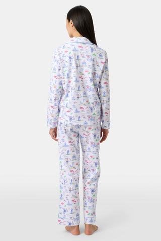 Roller Rabbit Blue Monkey On The Vineyard Long Sleeve Polo Pajamas