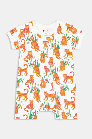Roller Rabbit Orange Infant Teddy Tiger Short Sleeve Zipper Onesie