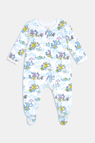 Infant April Showers Zipper Footie