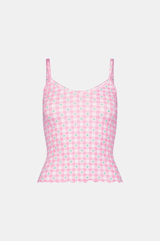Roller Rabbit Pink Gingham Hearts Mulberry Cami
