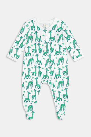 Roller Rabbit Green Infant Gigi Giraffe Zipper Footie