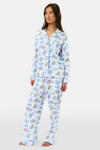 Roller Rabbit Pink April Showers Long Sleeve Polo Pajamas