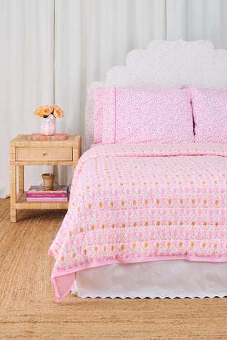 Roller Rabbit Orange/Pink Spring Bloom Monkey Quilt