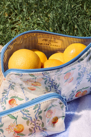 Roller Rabbit Orange Clementine Trellis Makeup Bag