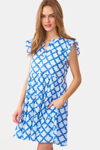 Blue Printed Women's Dress