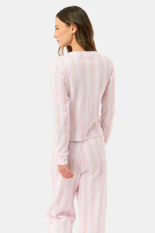 Roller Rabbit Pink Daisy Heart Stripe Rosemary Top