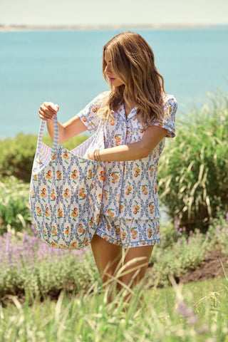 Roller Rabbit Orange Clementine Trellis Bondi Bag