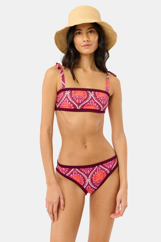 Roller Rabbit Burgundy Palm Fronds Oceana Bikini Top