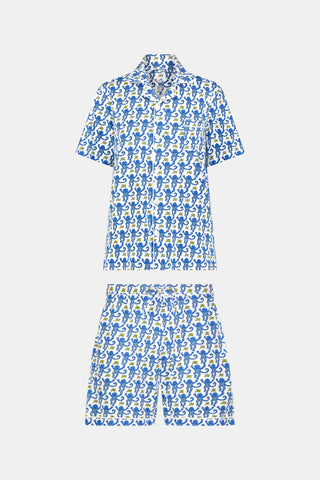 Roller Rabbit Men's Blue Monkey Louie Pajama Set