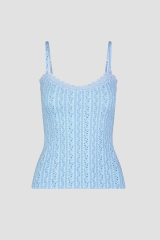 Roller Rabbit Blue Tonal Hearts Vine Carmine Cami