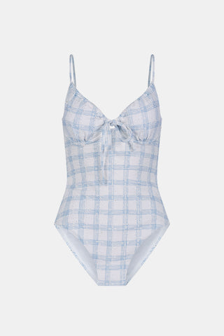 Roller Rabbit Light Blue Sun Check Eyelet Aurora One Piece