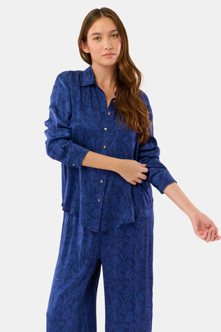 Roller Rabbit Navy Morris Floral Boyfriend Shirt