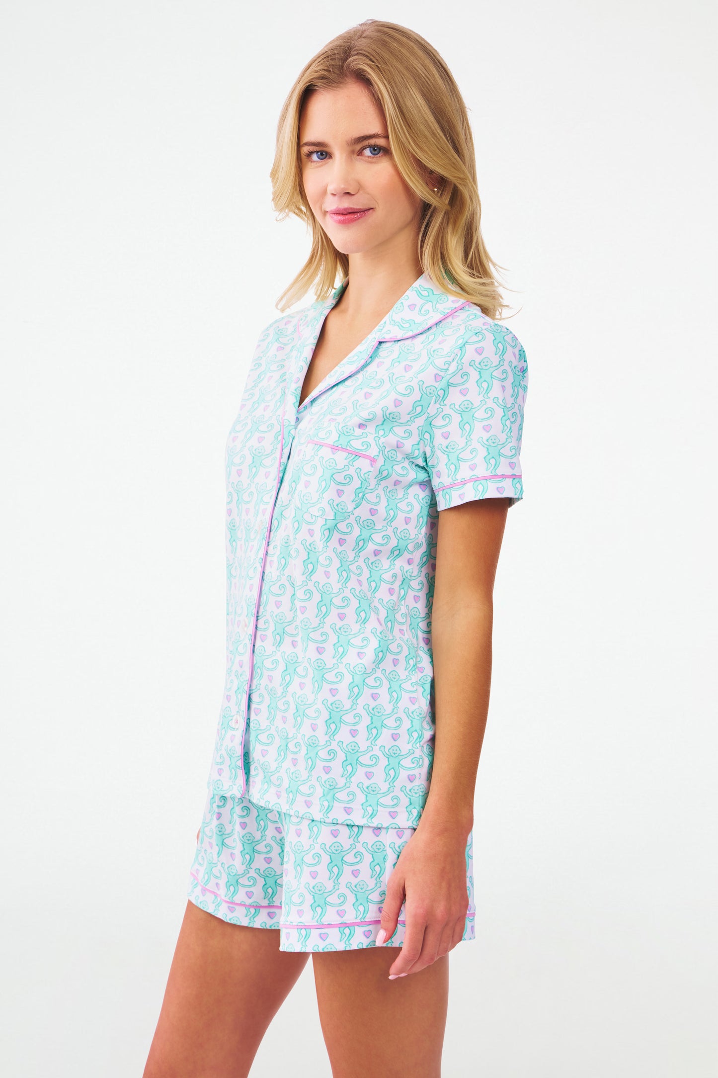 Roller Rabbit Mint Lovely Monkey Polo Pajamas