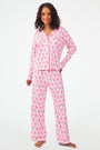 Roller Rabbit Be My Monkey Long Sleeve Polo Pajamas Pink 