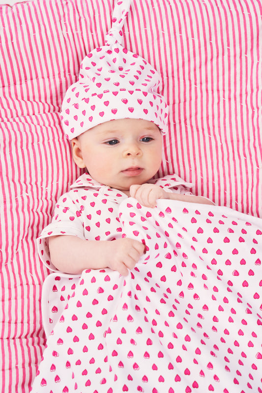 Roller Rabbit Pink Hearts Baby Hat