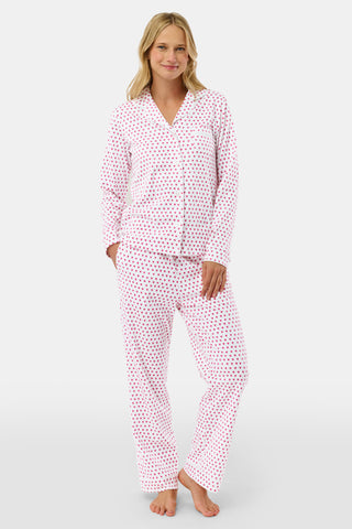 Roller Rabbit Pink Hearts Long Sleeve Polo Pajamas