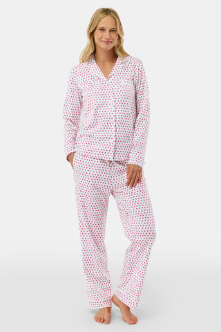 Roller Rabbit Pink Hearts Long Sleeve Polo Pajamas