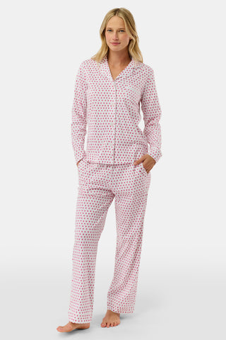 Roller Rabbit Pink Hearts Long Sleeve Polo Pajamas